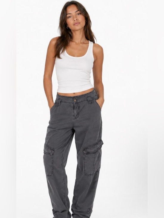 Young Fabulous & Broke Pants - Young Fabulous & Broke Tencel Charcoal Cargo Jogger Pants